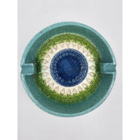 Vintage Mid-Century Bitossi For Rosenthal-Netter Ceramic Blue Glazed Ashtray - Picture 3 of 11